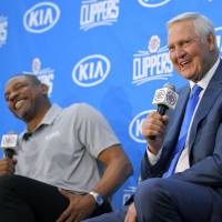 Jerry West speaks during a news conference on Monday where he was introduced as a consultant for the Los Angeles Clippers. Hall of Famer West joins Clippers