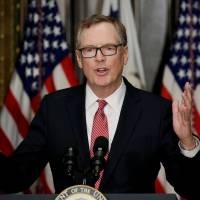 U.S. Trade Representative Robert Lighthizer speaks during a ceremony at the White House in Washington in May. Trump takes aim at trade imbalances with Mexico, Canada, readies NAFTA renegotiations