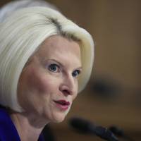 Callista Gingrich of Virginia, wife of former House Speaker Newt Gingrich, testifies on Capitol Hill in Washington Tuesday before the Senate Foreign Relations Committee hearing on her nomination to become U.S. ambassador to the Vatican. Callista Gingrich casts Trump as guardian of environment despite his exit from Paris climate pact