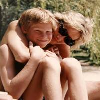 Britain’s Prince Harry and his mother, Diana, Princess of Wales, are seen in this undated photograph released Sunday. Princes William, Harry remember their final telephone conversation with their mother