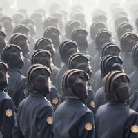 North Korean soldiers march through Pyongyang’s Kim Il Sung Square during a military parade on April 15 to celebrate the 105th anniversary of the birth of Kim Il Sung, the country’s late founder and grandfather of current ruler, Kim Jong Un. North Korea 'in apparent preparations' for missile test around this week's armistice anniversary