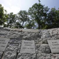 Five women who were hanged as witches 325 years ago at Proctor’s Ledge during the Salem witch trials are being remembered in a noon ceremony at the site of their death Wednesday in Salem, Massachusetts. Sarah Good, Elizabeth Howe, Susannah Martin, Rebecca Nurse and Sarah Wildes were hanged as witches on July 19, 1692. It was the first of three mass executions at the site on Proctor’s Ledge. Memorial unveiled on 325th anniversary of hanging of five women during Salem witch hunt