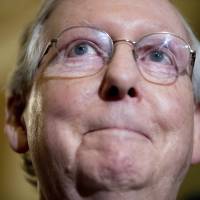 Senate Majority Leader Mitch McConnell pauses during a news conference on Capitol Hill in Washington Tuesday. President Donald Trump blasted congressional Democrats and “a few Republicans” over the collapse of the GOP effort to rewrite the Obama health care law. Trump blasts Democrats and 'a few Republicans' over failure of GOP health care bill