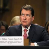 William Hagerty attends a hearing of the Senate’s Committee on Foreign Relations on May 18. Senate confirms Hagerty as new U.S. ambassador to Japan