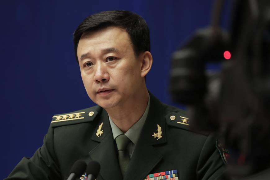 Chinese defense ministry spokesman Wu Qian speaks at a news conference in Beijing on Monday. China is warning India not to underestimate its determination to safeguard what it considers sovereign territory amid a standoff over a contested region in the Himalayas. What China’s Himalayan warmongering reveals