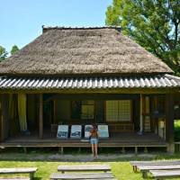 Outdoor theater: A rural kabuki theater from the island of Shodoshima bears a thatched and tiled roof to protect its well-worn wooden stage. Traveling through time with the kids in tow