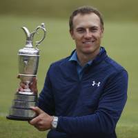 Jordan Spieth holds the claret jug after winning the British Open on Sunday in Southport, England. Spieth wins British Open with thrilling final round