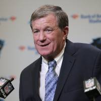 Carolina Panthers interim general manager Marty Hurney speaks to the media on Wednesday in Charlotte, North Carolina. Panthers reach into the past, select Hurney as interim GM