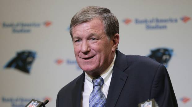 Carolina Panthers interim general manager Marty Hurney speaks to the media on Wednesday in Charlotte, North Carolina. Panthers reach into the past, select Hurney as interim GM