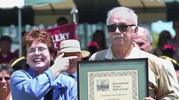 Mervyn Rose, seen at his induction into the International Tennis Hall of Fame in Newport, Rhode Island, in July 2001, has died. He was 87. Australian tennis legend Rose passes away at 87