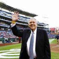 Former Washington Senators broadcaster Bob Wolff, seen in a April 2013 file photo, was the only sportscaster to call play-by-play of championships in all four major North American professional team sports. He died on Saturday at age 96. Legendary broadcaster Bob Wolff dies at 96