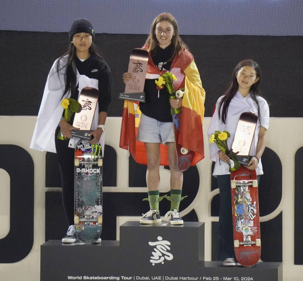 Hiraki, the reigning skateboarding world champion, earns runner-up at Olympic qualifier