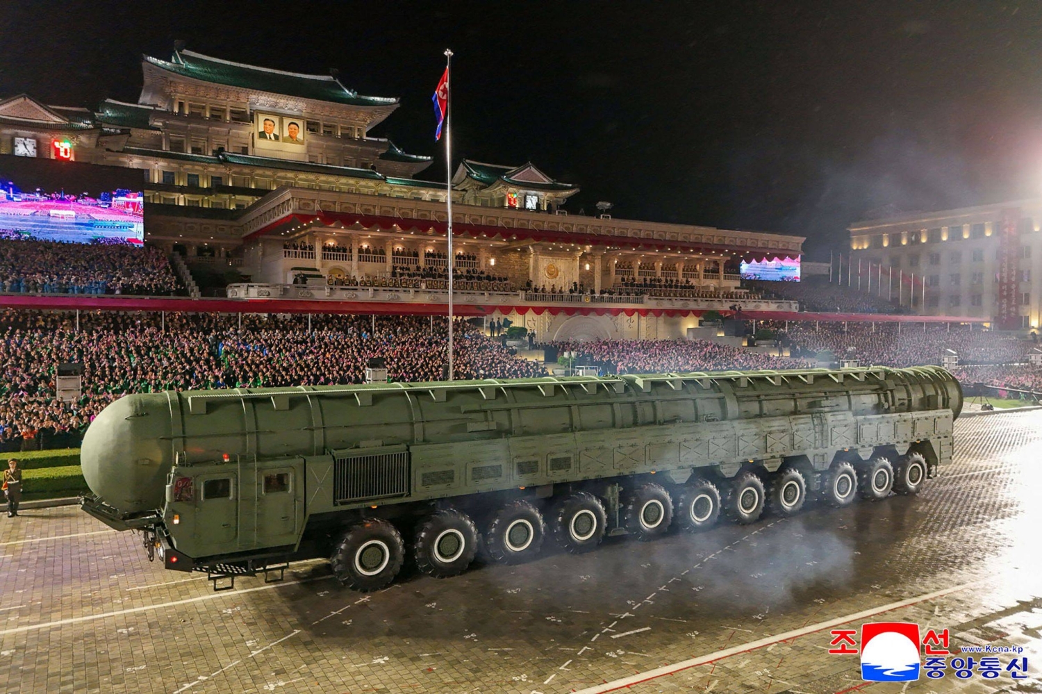 North Korea unveils new long-range missile during military parade