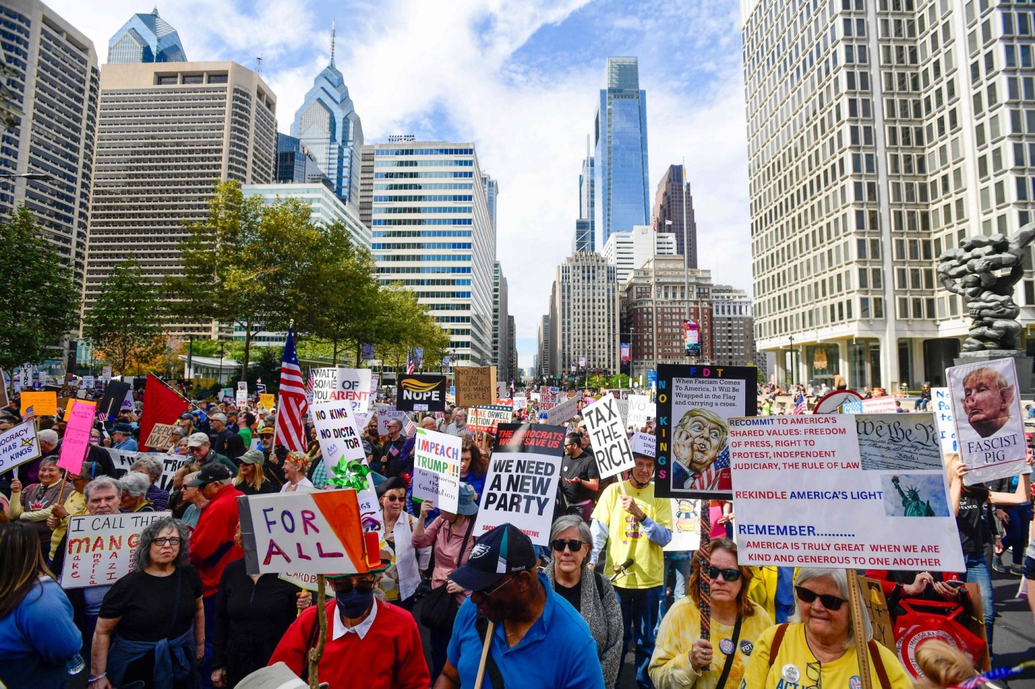 'No Kings' protesters emerge en masse for anti-Trump rallies