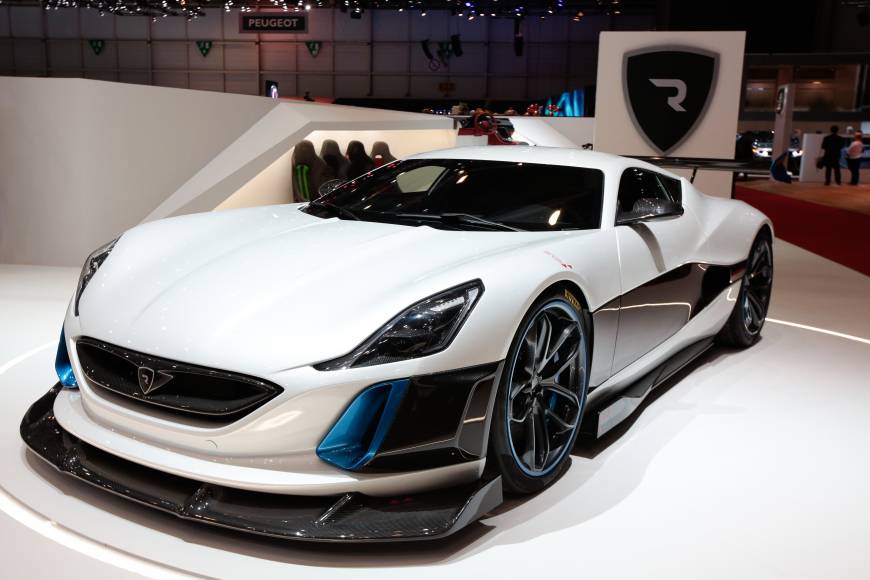 The Concept S electric automobile, produced by Rimac Automobili, is displayed on the first day of the 86th Geneva International Motor Show.