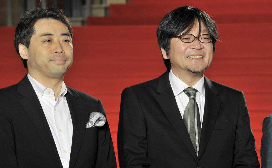 Japanese anime director Mamoru Hosoda (right)