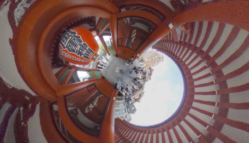 An image taken inside the Kaminarimon gate at Sensoji Temple in Asakusa, Tokyo, gives it a new perspective on Sept. 17.