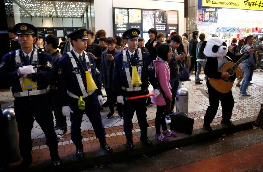 Moonlight serenade  — from the  Halloween celebrations in Shibuya, Oct. 30. 