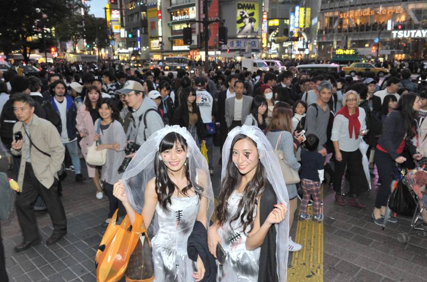 Ghost brides — from the  Halloween celebrations in Shibuya, Oct. 30. 