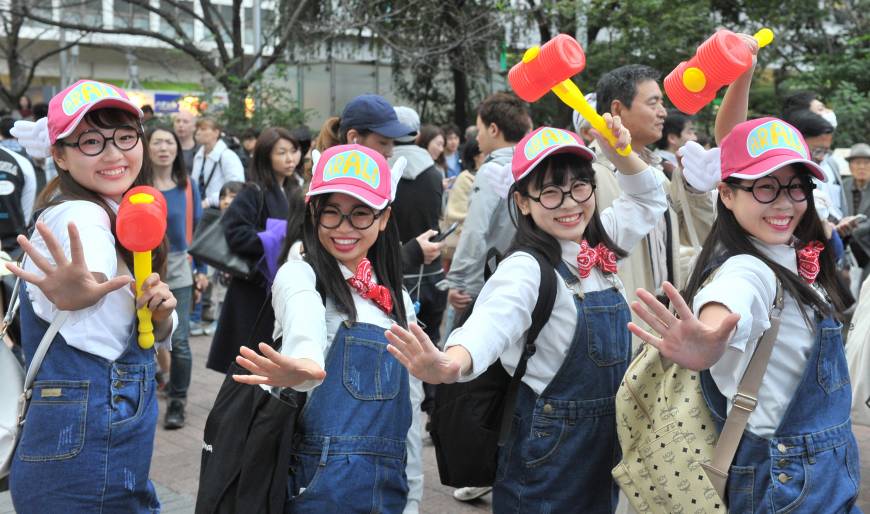 Group effort — from the  Halloween celebrations in Shibuya, Oct. 30. 