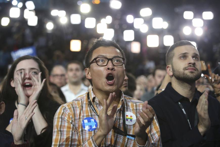 Hillary supporters at an election night rally in New York.