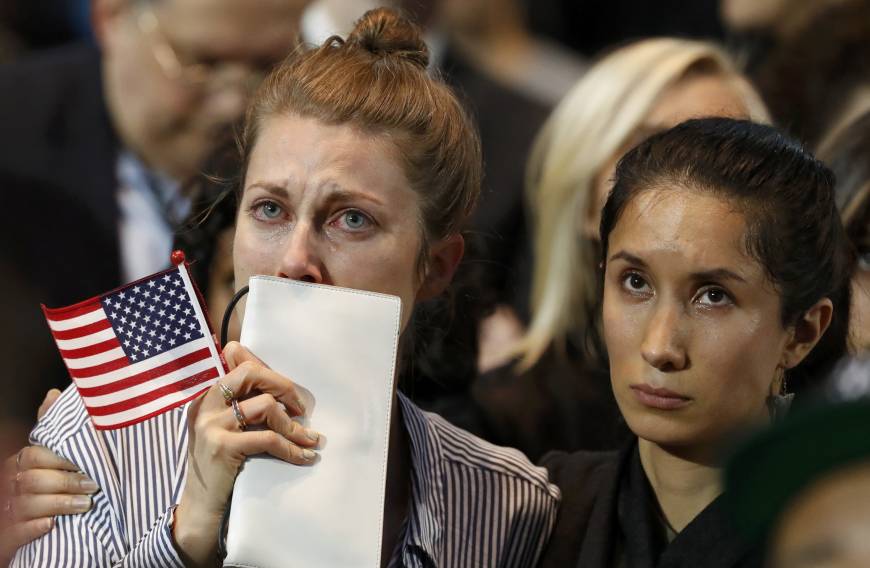 Hillary supporters at an election night rally in New York.