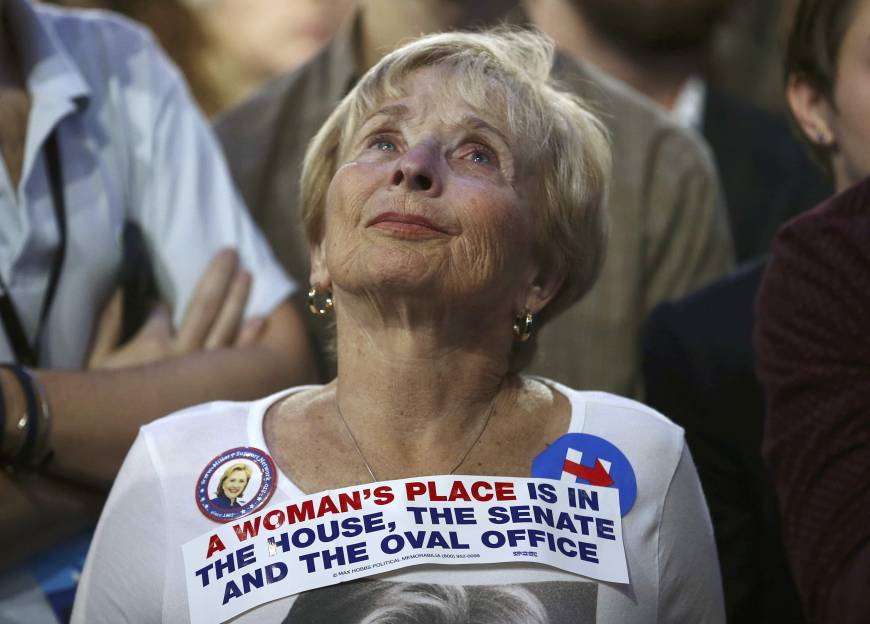 A Hillary supporter waits for the final results at an election rally in New York. 