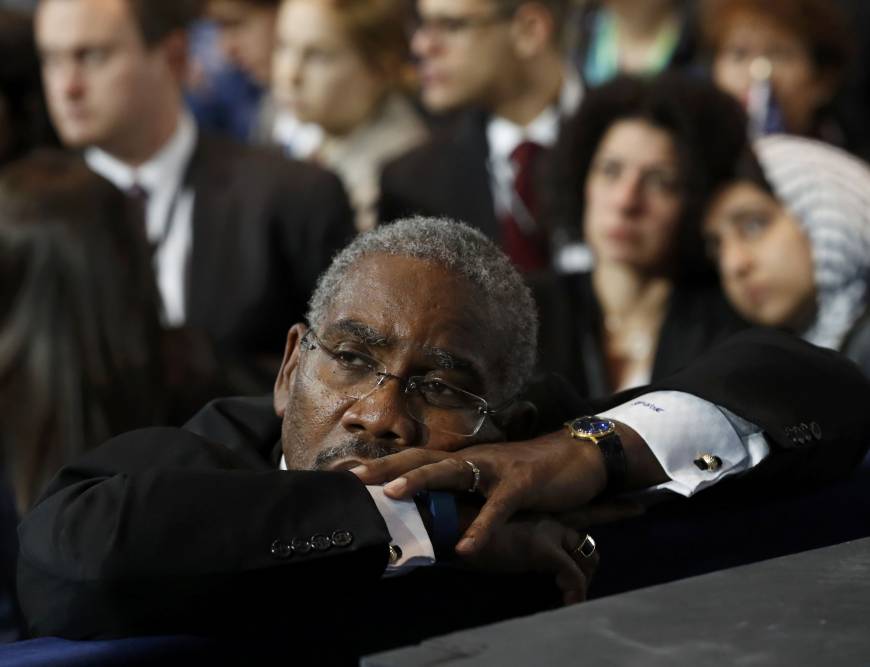 A Clinton supporter at an election night rally in Manhattan, New York.