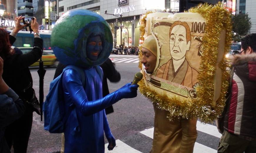 Money makes the world go round —  from the  Halloween celebrations in Shibuya, Oct. 30. 