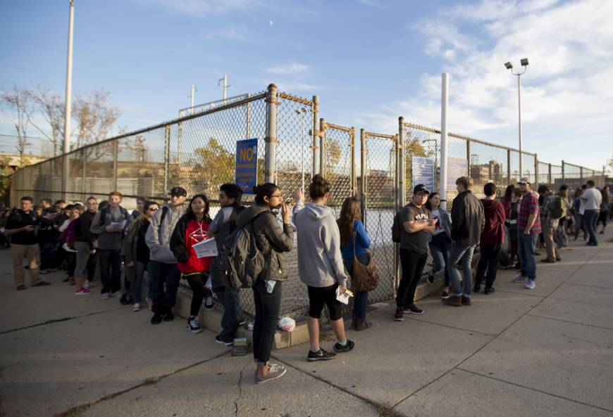 People line up to vote in Philadelphia.