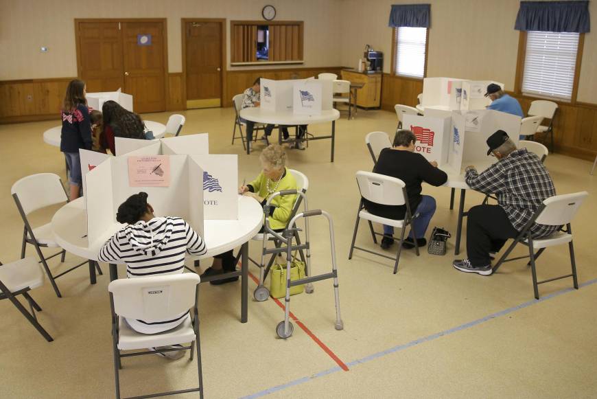 Polling station at the Princeton Baptist Church in Princeton, North Carolina