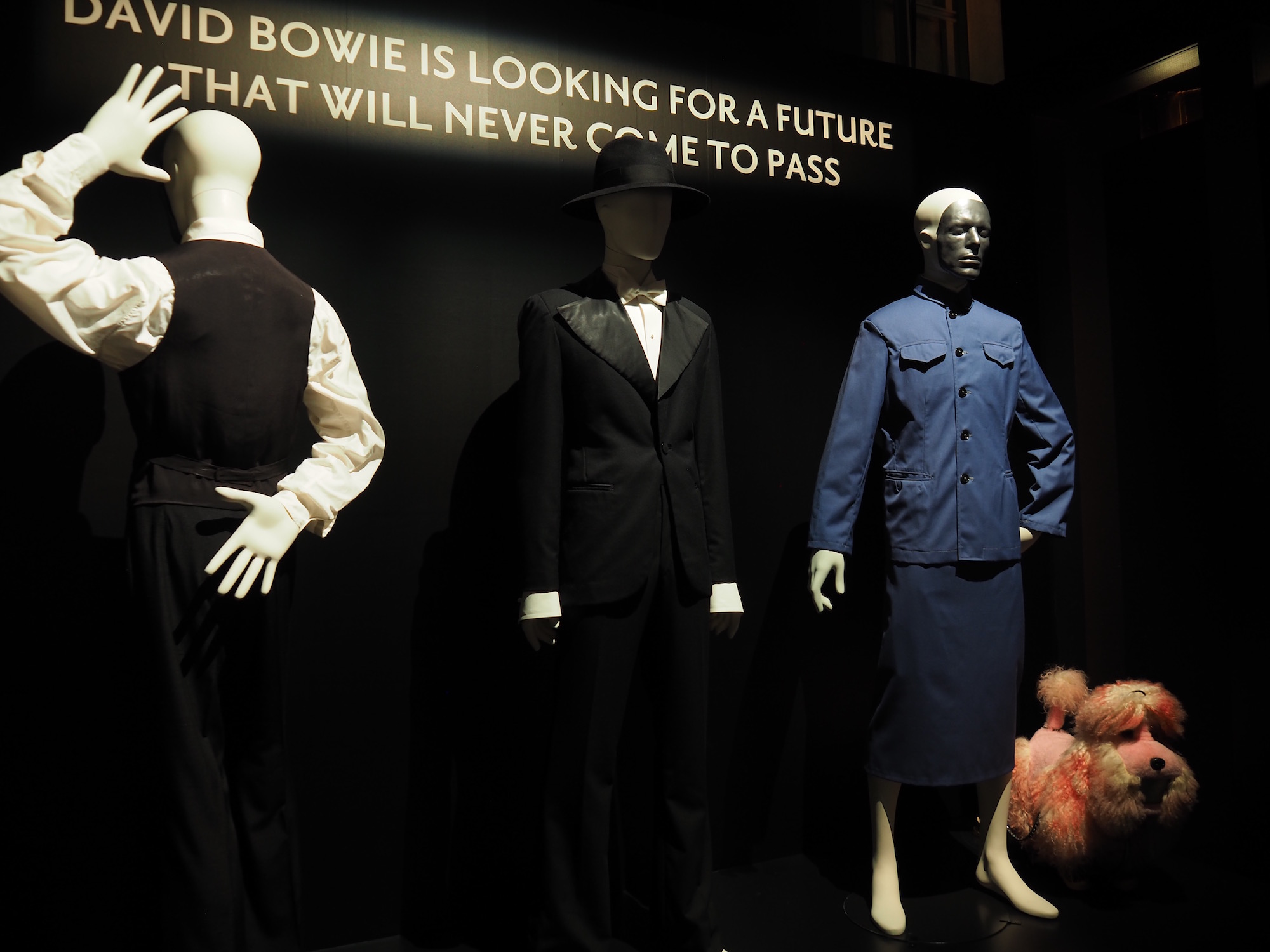 The many looks of late '70s Bowie include a skirt suit (far right) made in 1979, by Brooks Van Horn costume house for Bowie's 'Saturday Night Live' appearance. | MARK THOMPSON