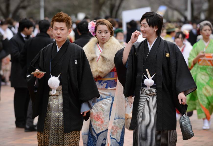 People celebrate turning 20 on Coming-of-Age Day in January 2016.