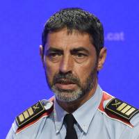 Josep Lluis Trapero, chiefof the Catalan regional police Mossos D\'Esquadra\", takes part in a press conference at the Generalitat (Catalan Government) in Barcelona on Sunday. Police said they had cast a dragnet for 22-year-old Younes Abouyaaqoub, who media reports say was the driver of a van that smashed into people on Barcelona\'s busy Las Ramblas boulevard on Aug. 17, killing 13. An extensive operation including roadblocks was deployed across Catalonia, police said, urging people not to disclose information about the checkpoints. | AFP-JIJI
