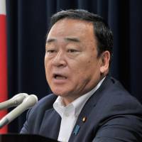 Regional revitalization minister Hiroshi Kajiyama speaks in an interview with media outlets on Wednesday in Tokyo. | YOSHIAKI MIURA
