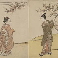 Suzuki Harunobu\'s \"Young Man and Woman under a Peach Tree,\" William Sturgis Bigelow Collection, 11.19448, 11.19506 | PHOTOGRAPH &#169; 2017 MUSEUM OF FINE ARTS, BOSTON