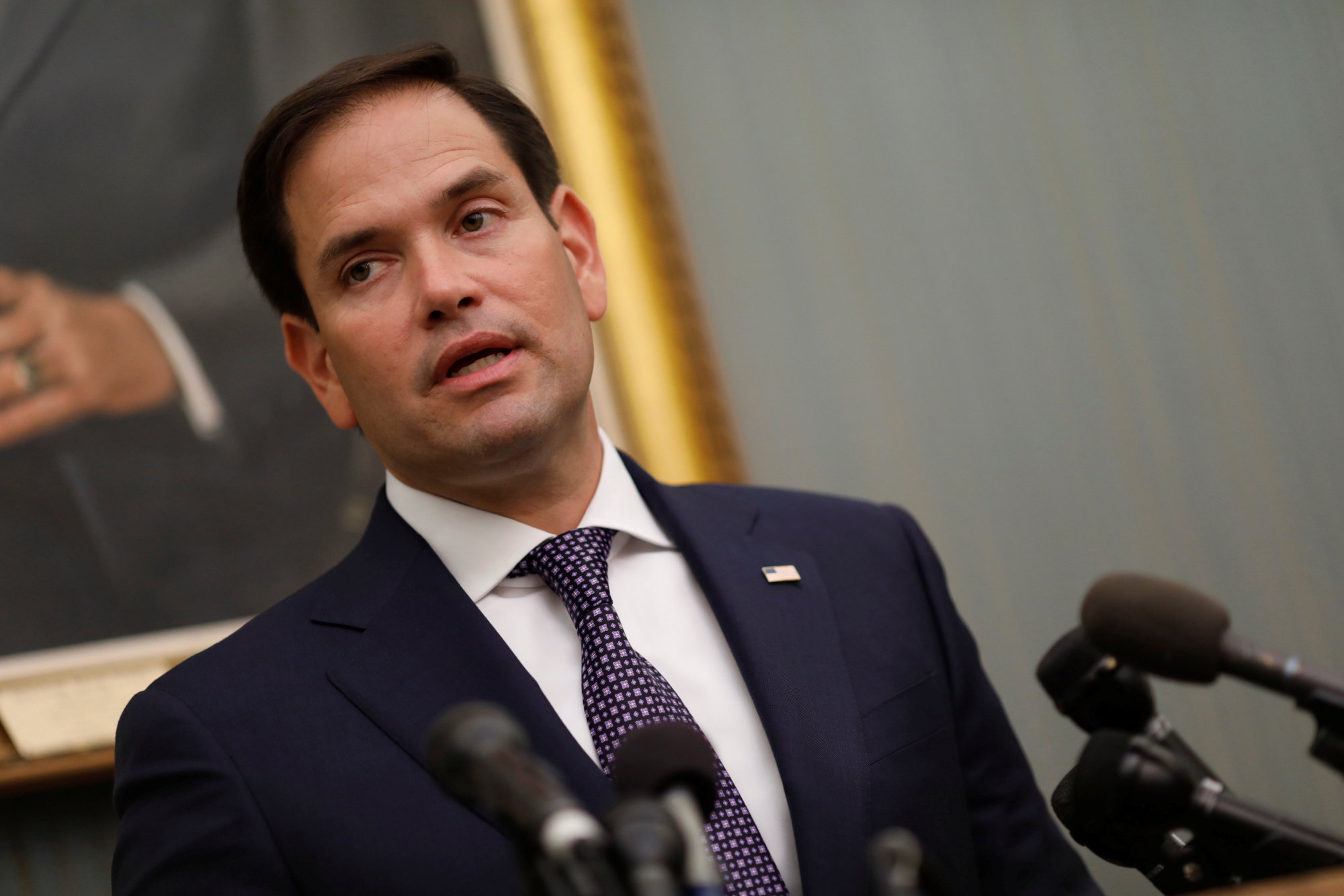 Sen. Marco Rubio (R-FL) speaks at a press conference about the ongoing relief efforts in Puerto Rico following Hurricane Maria, at the Capitol Building in Washington Tuesday. | REUTERS