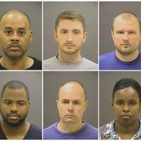 Baltimore Police Officers (from top left) Caesar R. Goodson Jr., Edward M. Nero, Garrett E Miller, (bottom from left) William G. Porter, Lt. Brian W. Rice and Sgt. Alicia D. White are pictured in these undated booking photos provided by the Baltimore Police Department. | FILE PHOTO COURTESY BALTIMORE POLICE DEPARTMENT / HANDOUT / VIA REUTERS