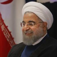 Iranian President Hassan Rouhani speaks at a news conference at the United Nations headquarters in New York on Wednesday. | AP