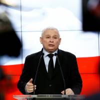 Jaroslaw Kaczynski, the leader of Poland\'s ruling Law and Justice Party (PiS), speaks during a March news conference in Warsaw. | REUTERS