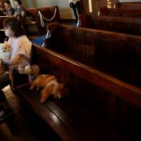 A visitor with her dogs attend at the Pet Rainbow Festa. | REUTERS