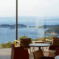 Guests can enjoy a panoramic view of the Pacific Ocean that extends as far as Shikoku Prefecture at INFINITO\'s Pacific Cafe Lounge. | MELANIE MARCHANT MESCHERY
