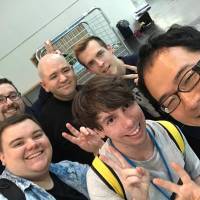 IOEA founding members Dan Kanemitsu (back row, center) and Kazutaka Sato (far right) join other anime and manga fans at DoKomi in Dusseldorf, Germany, this June. | IOEA