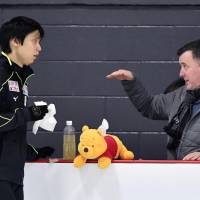 Brian Orser (right) has coached Yuzuru Hanyu for six years and he believes their relationship will help the skater\'s attempt to defend his Olympic title in Pyeongchang next year | KYODO
