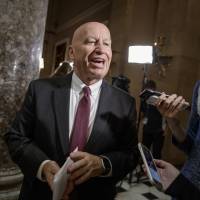 House Ways and Means Committee Chairman Kevin Brady, R-Texas, whose panel is charged with writing tax law, pauses for reporters just after the House gave a significant boost to President Donald Trump\'s promise to cut taxes, narrowly passing a GOP budget that shelves longstanding concern over federal deficits in favor of a rewrite of the tax code, on Capitol Hill in Washington Thursday. | AP