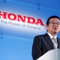 Honda Motor Chief Executive Officer Takahiro Hachigo speaks at a news conference in Tokyo on Wednesday. | REUTERS