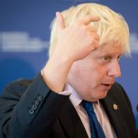 British Foreign Secretary Boris Johnson speaks during a news conference in the Slovakian capital of Bratislava on Tuesday. | AFP-JIJI