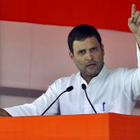 India\'s Congress party vice president Rahul Gandhi gives an address during a farmers\' rally at Ramlila ground in New Delhi in April 2015. | REUTERS