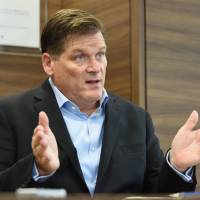 Scott Ernst, CEO of Macromill, is interviewed at his office in Tokyo\'s Shinagawa Ward on Sept. 7. | SATOKO KAWASAKI