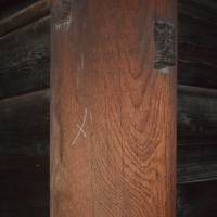 A white X mark is seen on a wooden column at the renowned Zenkoji Temple in the city of Nagano on Sunday evening. | KYODO